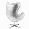 Bran Accent Chair with Swivel Riveted Metal White Top Grain Leather BM324408