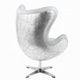 Bran Accent Chair with Swivel Riveted Metal White Top Grain Leather BM324408