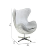 Bran Accent Chair with Swivel Riveted Metal White Top Grain Leather BM324408