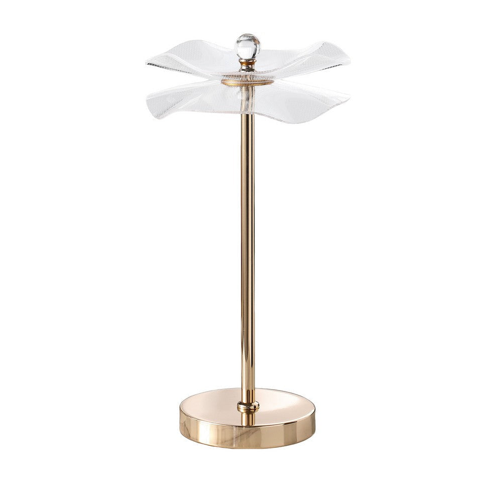 Accent Table Lamp, LED, Lotus Shape Acrylic Copper Gold Finish, 18"