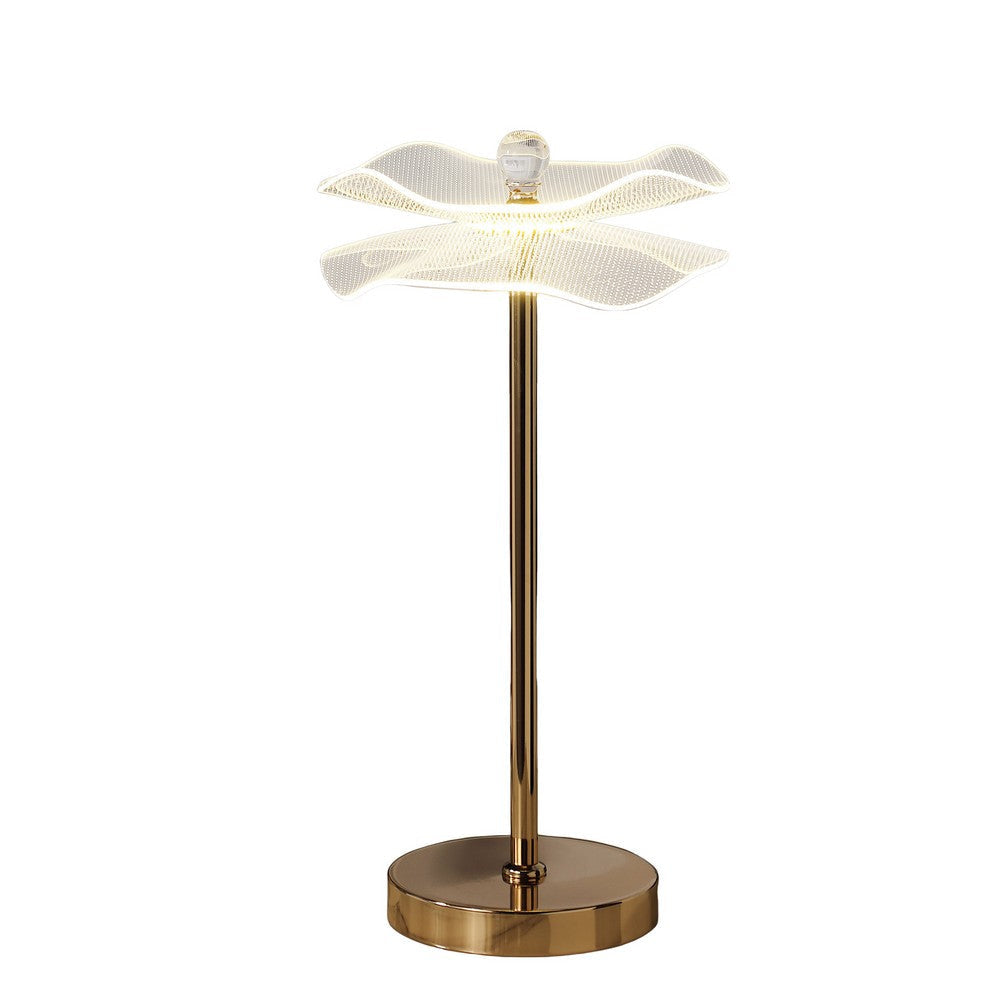 Accent Table Lamp LED Lotus Shape Acrylic Copper Gold Finish 18’’ BM324411