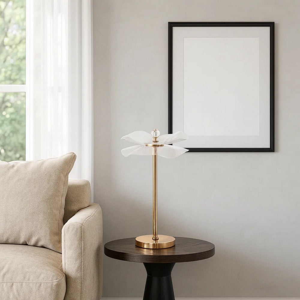 Accent Table Lamp, LED, Lotus Shape Acrylic Copper Gold Finish, 18"