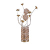 Table Lamp, Rose Bud Floral Vase, Cage Textured Gold Chrome 22"