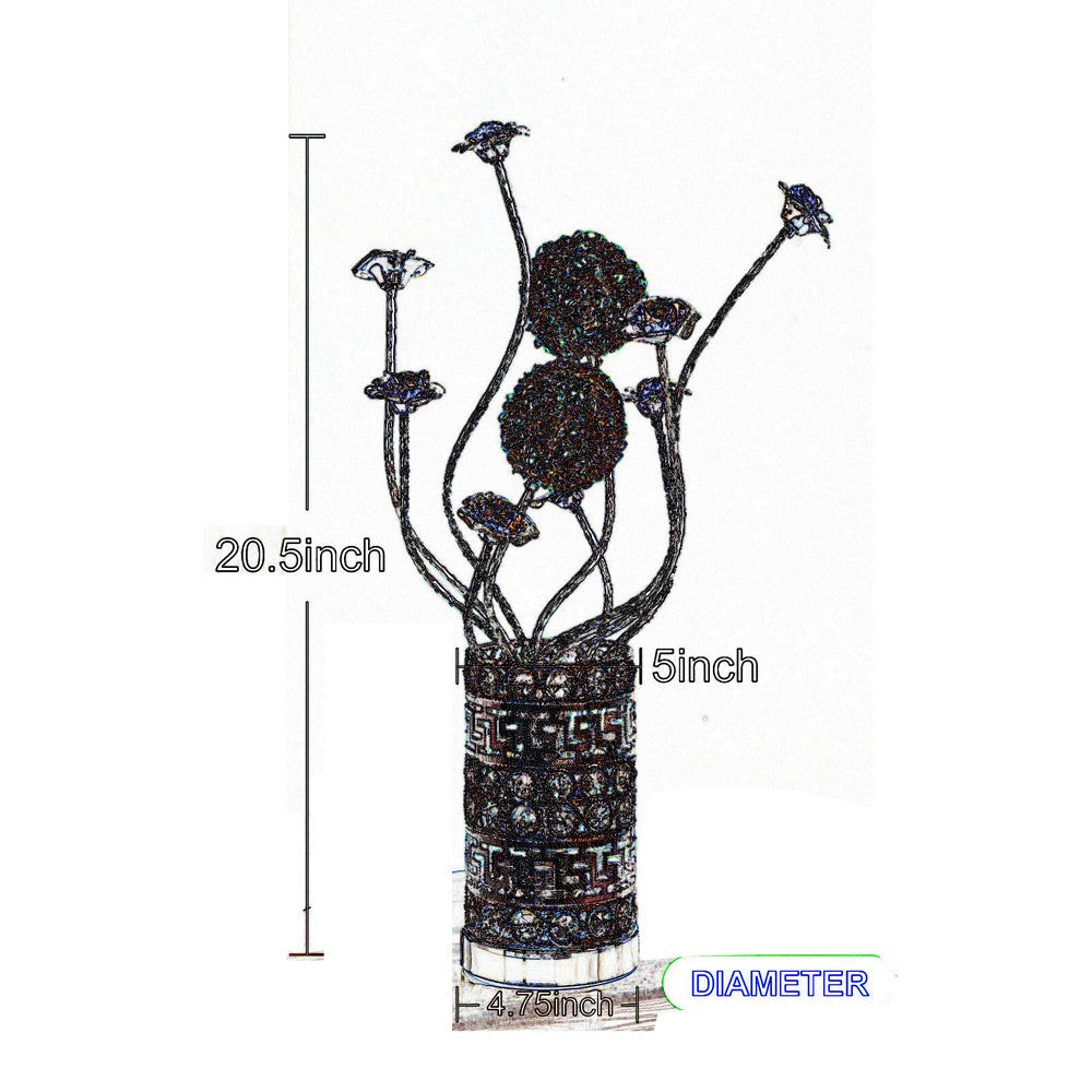Table Lamp Rose Bud Floral Vase Cage Textured Gold Chrome 22’’ BM324412
