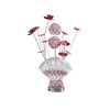 Accent Table Lamp, LED, Red Roses Fan Crystal Vase, Chrome 22"