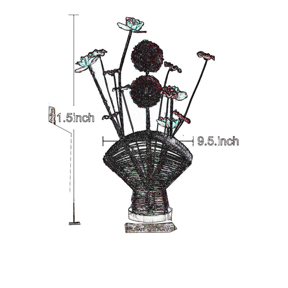 Accent Table Lamp LED Red Roses Fan Crystal Vase Chrome 22’’ BM324414