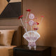 Accent Table Lamp, LED, Red Roses Fan Crystal Vase, Chrome 22"