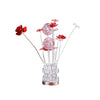 Accent Table Lamp, LED, Red Roses, Crystal Square Vase, Chrome 21"