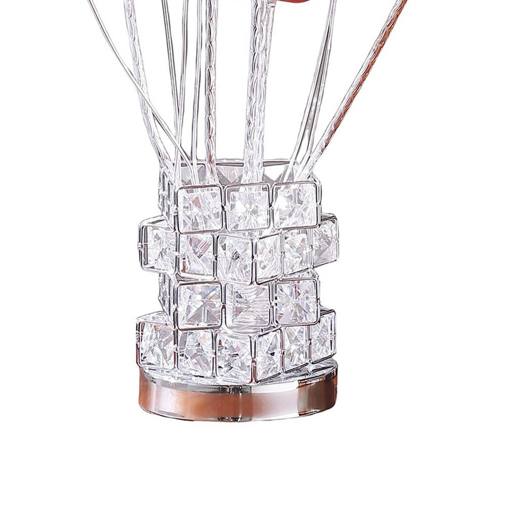 Accent Table Lamp LED Red Roses Crystal Square Vase Chrome 21’’ BM324415