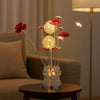 Accent Table Lamp, LED, Red Roses, Crystal Square Vase, Chrome 21"