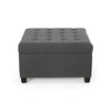 Cindy Ottoman with Storage 31 Inch Square Gray Waffle Stitch Fabric BM324418