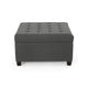 Cindy Ottoman with Storage 31 Inch Square Gray Waffle Stitch Fabric BM324418