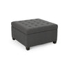 Cindy Ottoman with Storage, 31 Inch Square, Gray Waffle Stitch Fabric