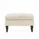Ottoman, Pillow Top Cushion, 29x18 Rectangular Tufted Ivory Fabric