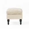 Ottoman, Pillow Top Cushion, 29x18 Rectangular Tufted Ivory Fabric