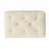 Ottoman, Pillow Top Cushion, 29x18 Rectangular Tufted Ivory Fabric