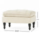 Ottoman, Pillow Top Cushion, 29x18 Rectangular Tufted Ivory Fabric