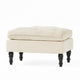 Ottoman, Pillow Top Cushion, 29x18 Rectangular Tufted Ivory Fabric
