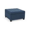 Cindy Ottoman, 31 Inch Square  w Storage, Birch Wood, Blue Polyester