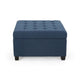 Cindy Ottoman 31 Inch Square w Storage Birch Wood Blue Polyester BM324420