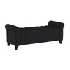Shawn Storage Bench with Rolled Arms, 50 Inch Button Tufted Dark Gray
