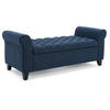 Shawn Storage Bench with Rolled Arms, 50" Button Tufted, Dark Blue