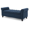 Shawn Storage Bench with Rolled Arms, 50" Button Tufted, Dark Blue