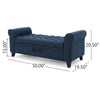 Shawn Storage Bench with Rolled Arms, 50" Button Tufted, Dark Blue