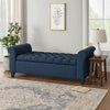 Shawn Storage Bench with Rolled Arms, 50" Button Tufted, Dark Blue