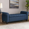 Shawn Storage Bench with Rolled Arms, 50" Button Tufted, Dark Blue