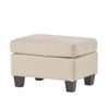 Ottoman, Beige Linen, 18x24 Cushioned Seat, Brown Birch Wood Legs