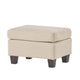Ottoman, Beige Linen, 18x24 Cushioned Seat, Brown Birch Wood Legs