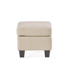 Ottoman, Beige Linen, 18x24 Cushioned Seat, Brown Birch Wood Legs