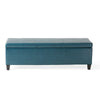 Elias Storage Ottoman 51 Inch Rectangular Teal Faux Leather Tufted BM324424