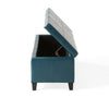 Elias Storage Ottoman 51 Inch Rectangular Teal Faux Leather Tufted BM324424