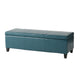 Elias Storage Ottoman, 51 Inch Rectangular, Teal Faux Leather Tufted