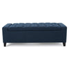 Storage Ottoman Bench 51 Inch Deep Button Tufted Dark Blue Fabric BM324427