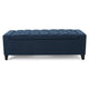 Storage Ottoman Bench 51 Inch Deep Button Tufted Dark Blue Fabric BM324427