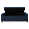 Storage Ottoman Bench 51 Inch Deep Button Tufted Dark Blue Fabric BM324427