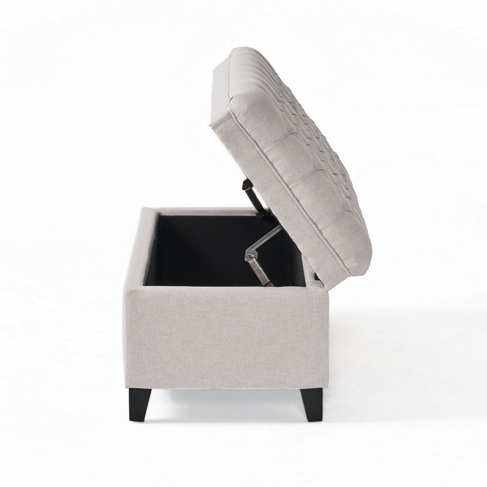 Rhya Storage Bench Ottoman 50 Inch Seat Button Tufted Gray Fabric BM324428