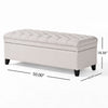 Rhya Storage Bench Ottoman, 50 Inch Seat, Button Tufted Gray Fabric