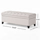 Rhya Storage Bench Ottoman, 50 Inch Seat, Button Tufted Gray Fabric