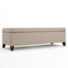 Storage Bench Ottoman, Ivory, 51" Cushioned Seat, Birch Wood Legs