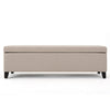 Storage Bench Ottoman, Ivory, 51" Cushioned Seat, Birch Wood Legs