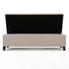 Storage Bench Ottoman, Ivory, 51" Cushioned Seat, Birch Wood Legs