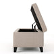 Storage Bench Ottoman, Ivory, 51" Cushioned Seat, Birch Wood Legs