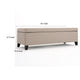Storage Bench Ottoman, Ivory, 51" Cushioned Seat, Birch Wood Legs