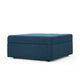 Low Accent Ottoman with Storage, 31 Inch Square, Tufted Navy Blue