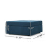 Low Accent Ottoman with Storage, 31 Inch Square, Tufted Navy Blue