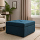Low Accent Ottoman with Storage, 31 Inch Square, Tufted Navy Blue